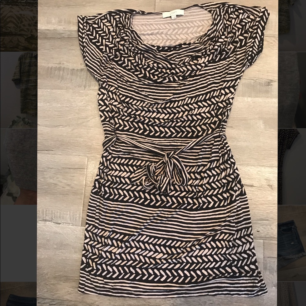 Ann Taylor LOFT casual dress beige and black
